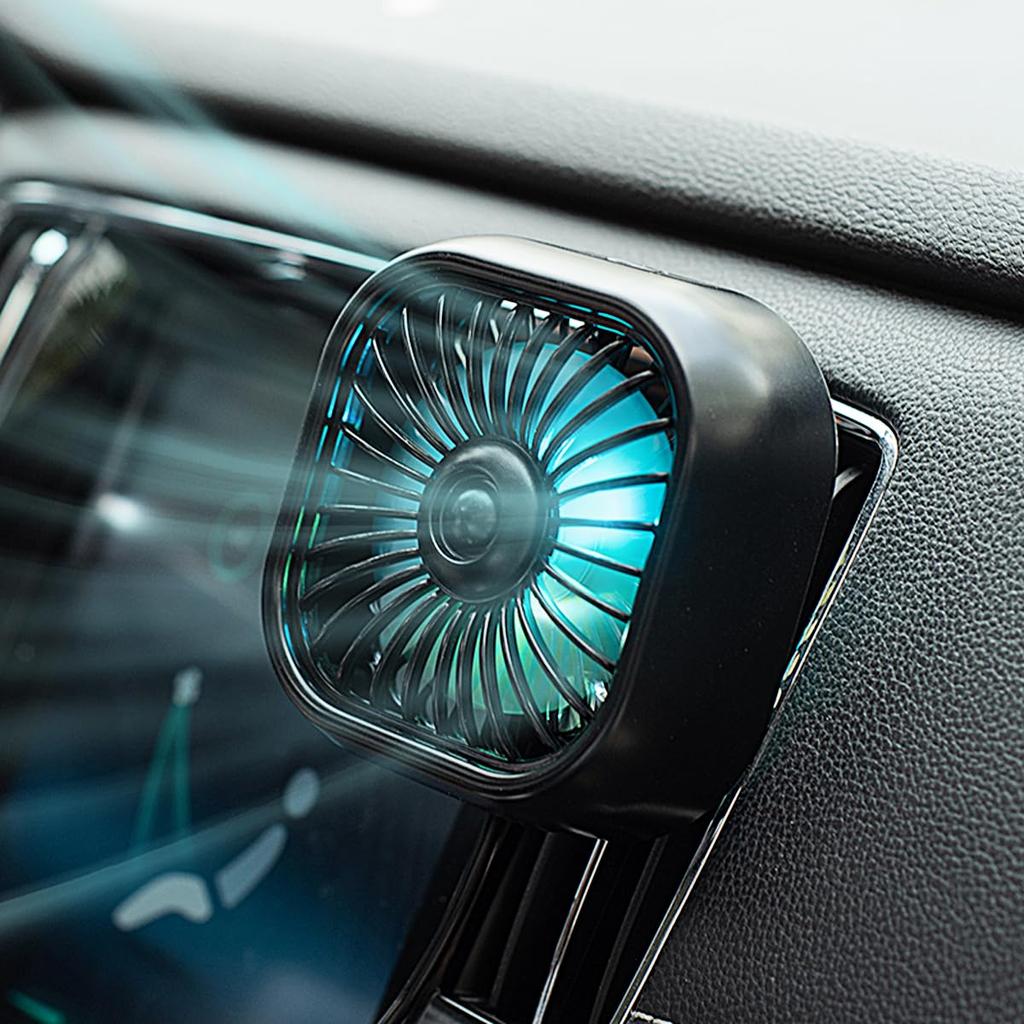 C-Timvasion Heatstroke Prevention, Small, Lightweight, Large Airflow, Car Fan, LED Light Function, Strong Airflow,