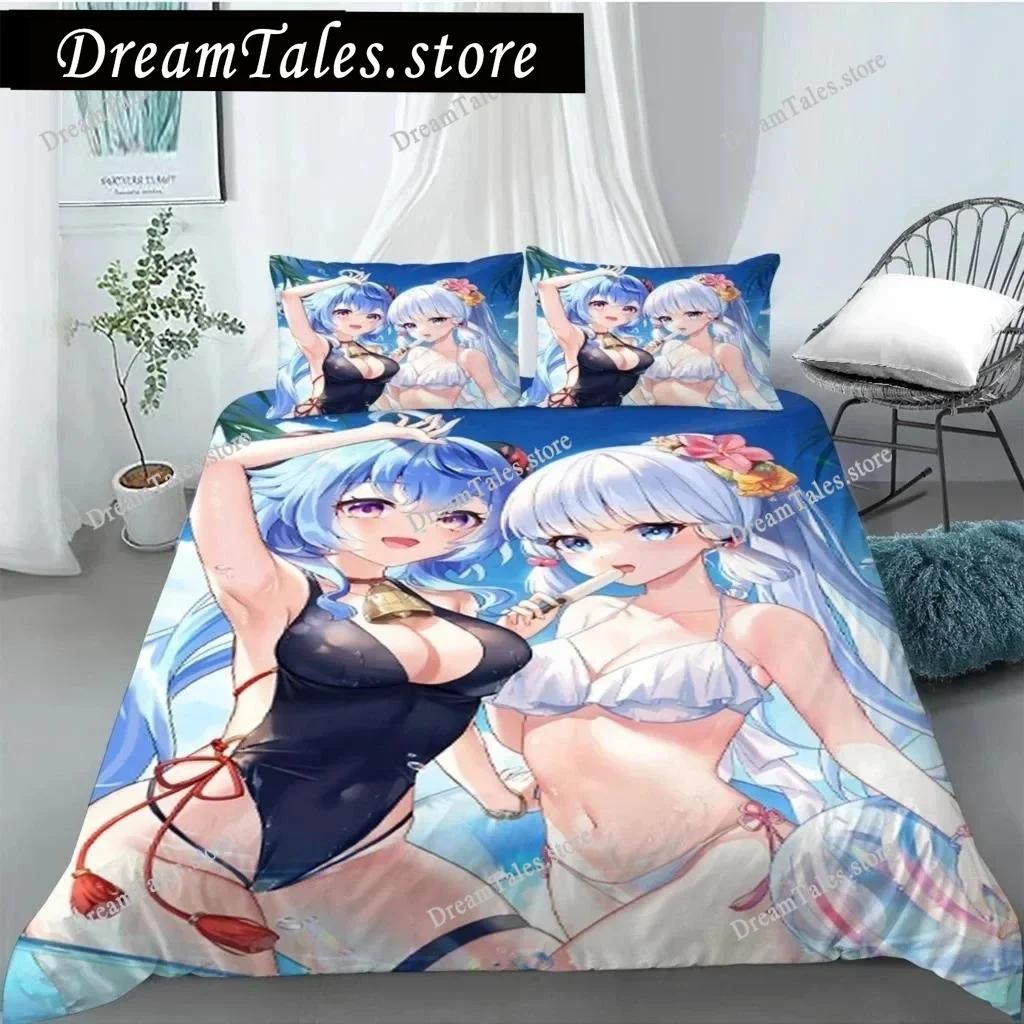 Genshin Impact Bettwäsche-Set Einzelbett Twin Full Queen King Size Bettwäsche-Set für Erwachsene Kinder Schlafzimmer Bettbezug-Sets 3D-Druck Spiel Bettlaken36
