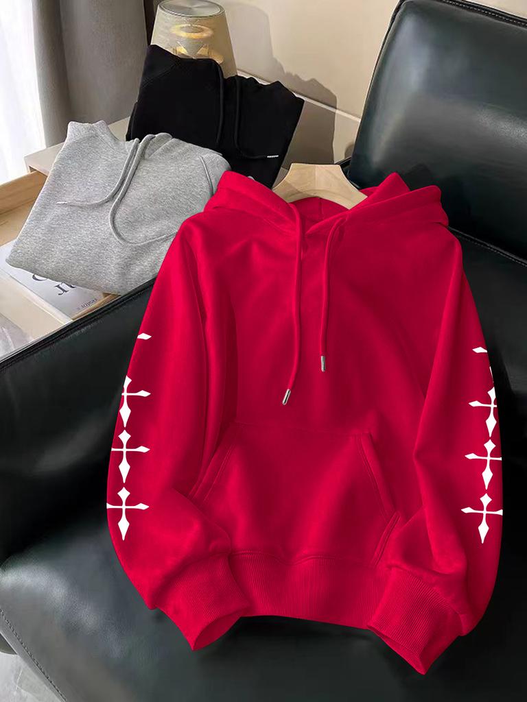 Art‑themed Back Print Pullover Hoodie Sweatshirt with Fallen Angel Graphic for Men Street Look and Daily Casual Outdoor Wearing
