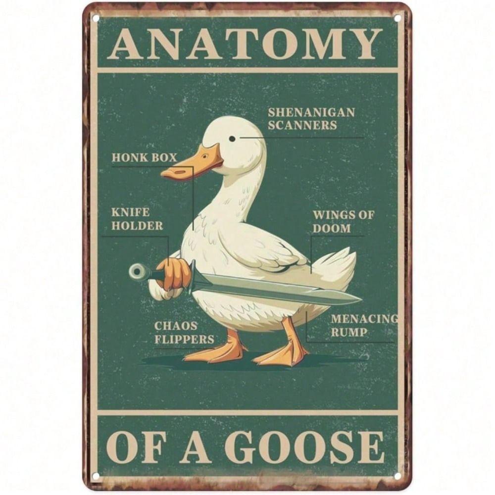 Tin Sign Goose Anatomy Funny Metal Poster Wall Art Kitchen Decor
