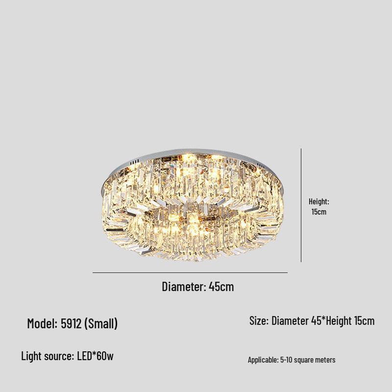 Luxury LED Crystal Ceiling Light: Round & Rectangular Dimmable Pendant for Living Room, Dining Room, Bedroom, Hall.