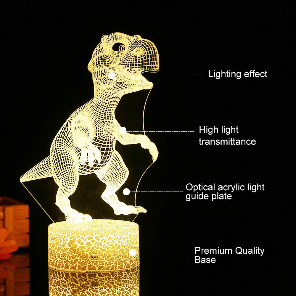 3D Dinosaur Led Night Light   Lamp Color Changing Lights Bedside Table Desk Lamp with Touching & Remote Control for Kids Gifts Home Decoration