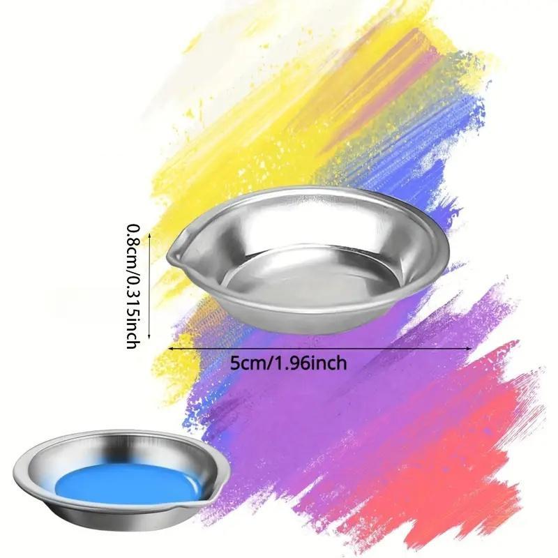 10pcs 5cm Metal Stainless Steel Painting Color Bowls Oil Paint Trays Paint Color Mixing Cups For Children Model Coloring Tools