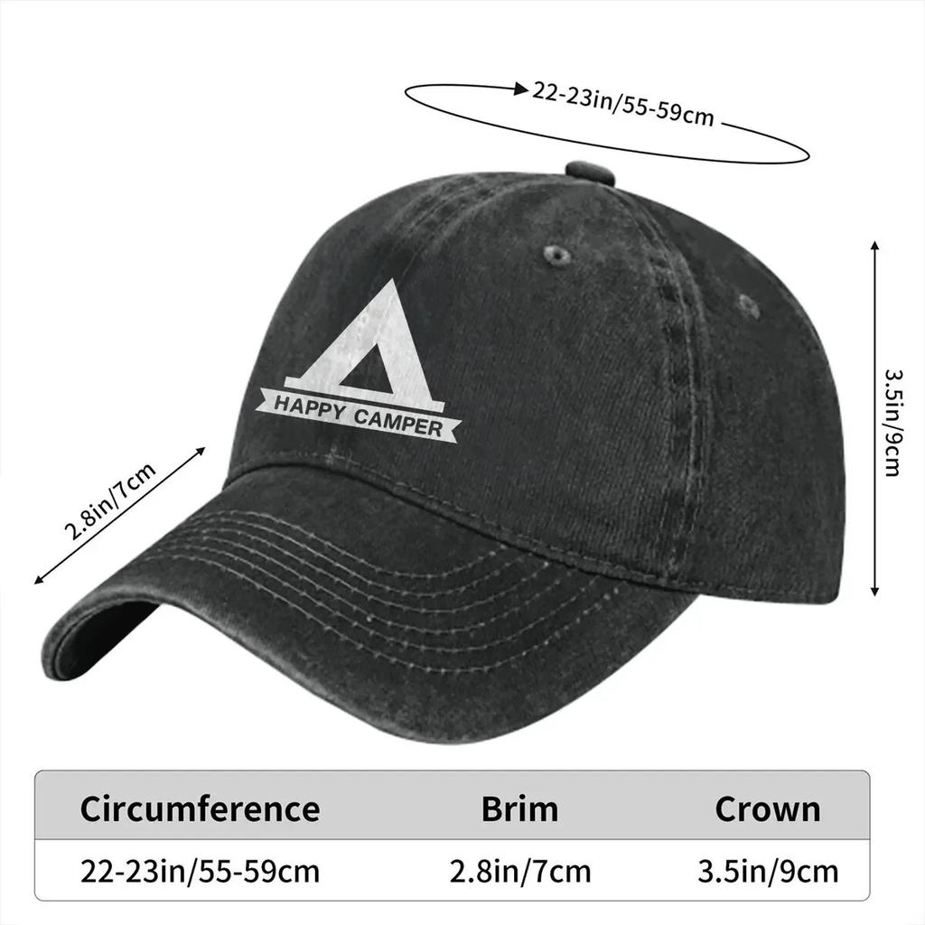 Happy Camper Baseball Caps Peaked Cap Camper Camping Sun Shade Hats for Men