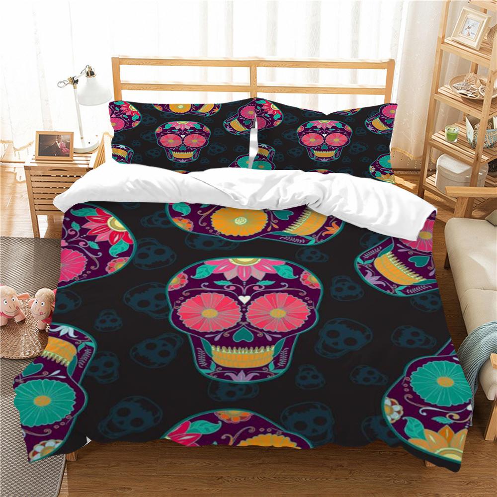 Bettbezug 3D Schädel Druck Bettbezug Set Hohe Qualität Einzelgröße Bettdeckenbezug Set Jungen Mädchen Zuhause Bettwäsche Set