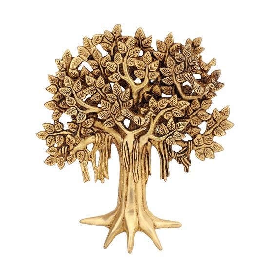 Brass Kalpavriksha Tree Showpiece Birds Sitting On Branch Table Decor Handicraft Decoration Vaastu Fengshui Gift with Antique Polish