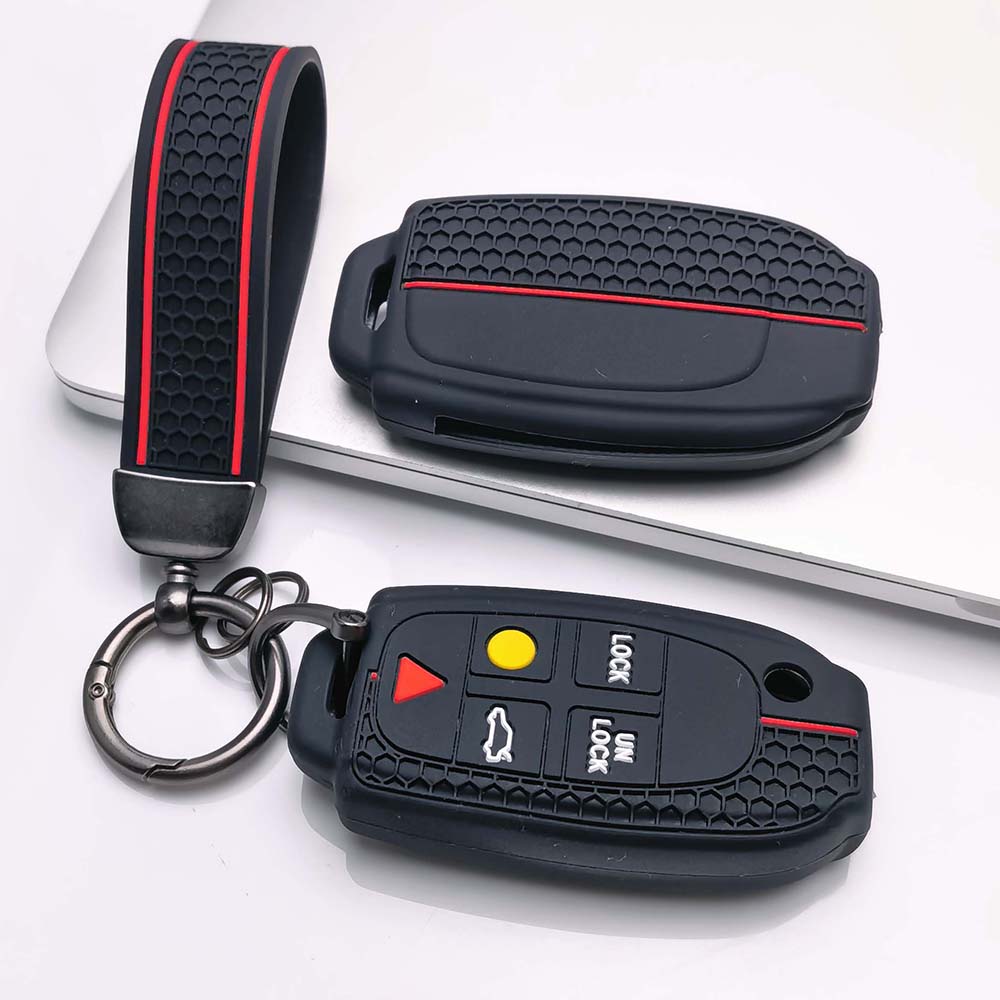 Key Fob Cover for Volvo XC90 XC70 S60 S80 V70 with Keychain Anti-Scratch Guard Shockproof Protection Soft Grip Texture Responsive Button Touch