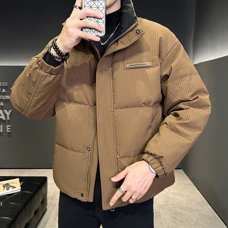 

Men s Winter Casual Stand-Up Collar Thickened Down Jacket Large кавовий