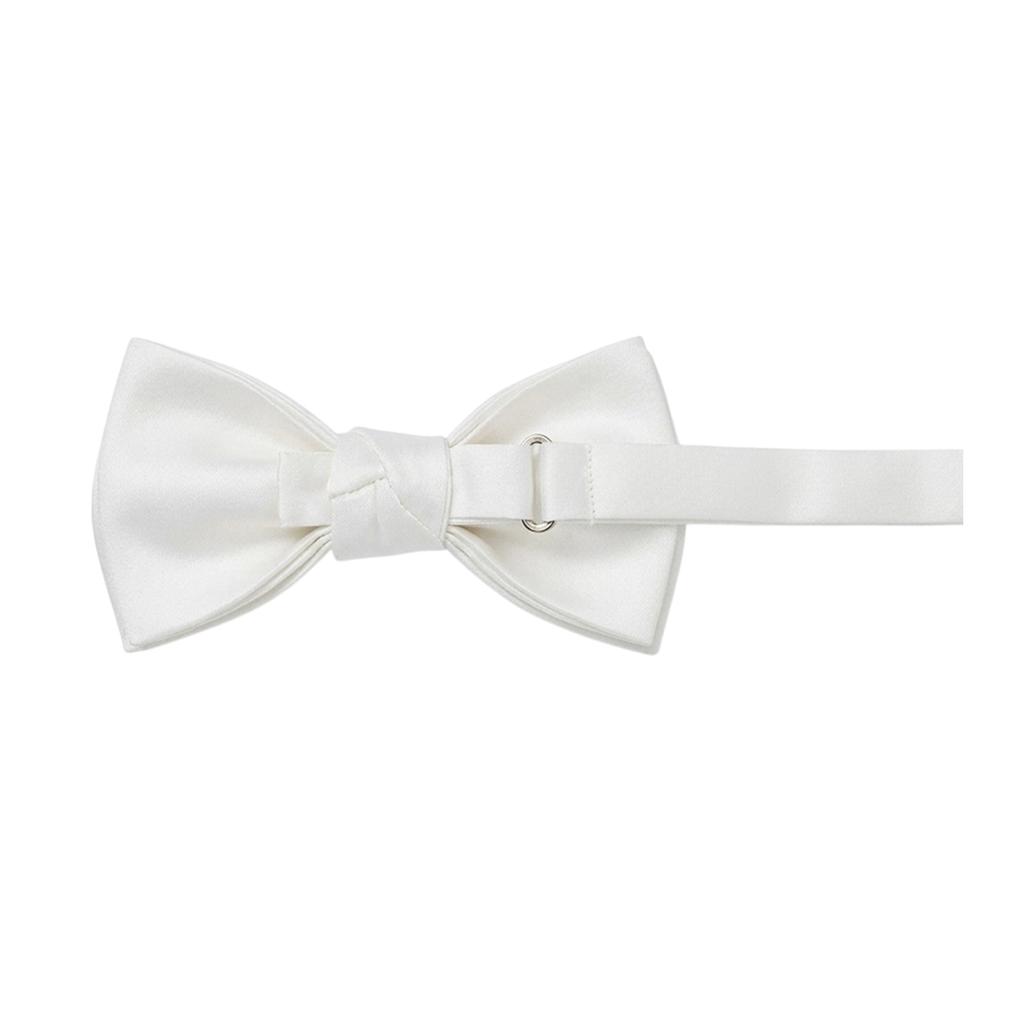 Off White Plain Satin Formal Bow Tie