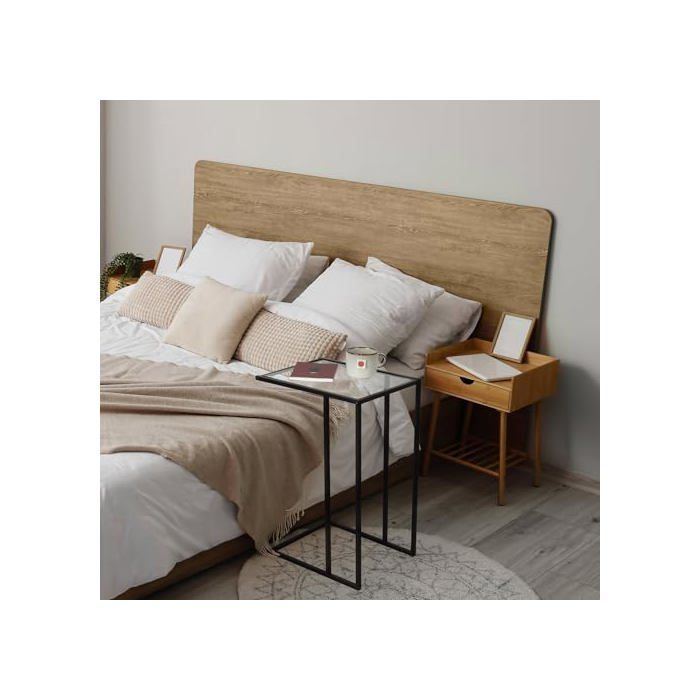 Table d'appoint en verre - AKTIVE - 40x30x59 cm - Forme de C - Structure métallique noire - Poids maximum 5 kg - Moderne