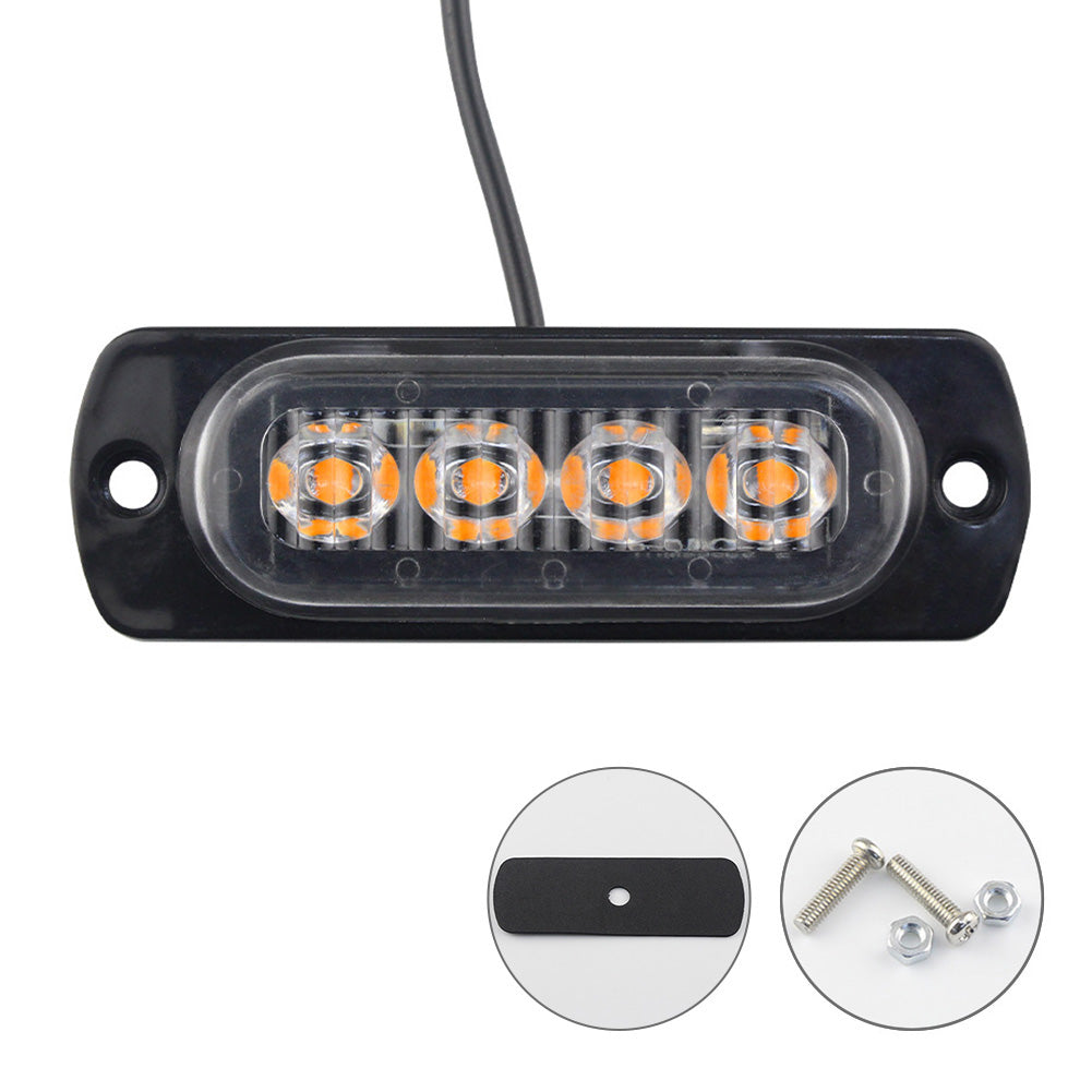 1Pcs 12V/24V 4Leds Car Warning Light Grill Breakdown Light Car Truck Trailer Beacon Lamp LED Amber Side Light Warning Lamp