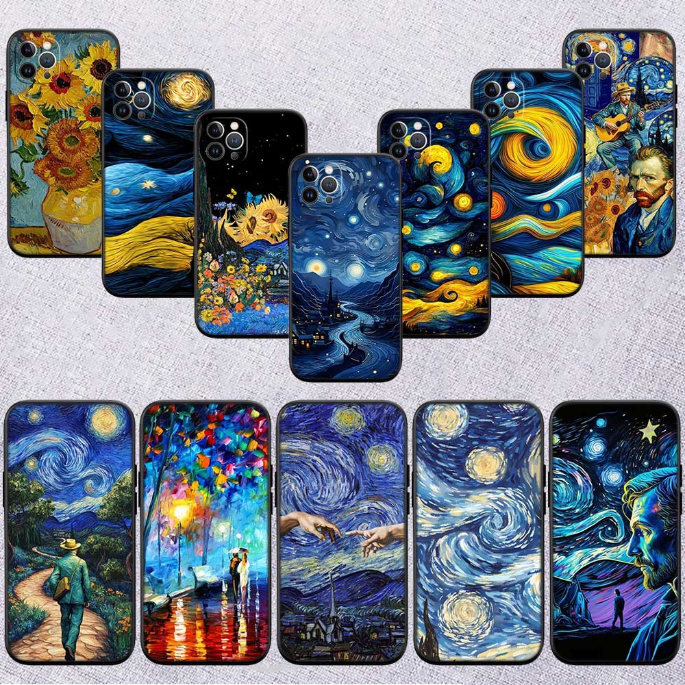 RE55 Starry Night Van Gogh Painting New High-End Shell Phone Case for Redmi Note 13 14 Pro+ Plus A3 A3X 13X 13C 13R 14S 14C 14R