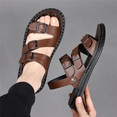 Sommer Modische Herren Gürtelschnalle Gartensandalen Atmungsaktiv Übergröße Strandschuhe Weiche Sohle Freizeit-Slipper