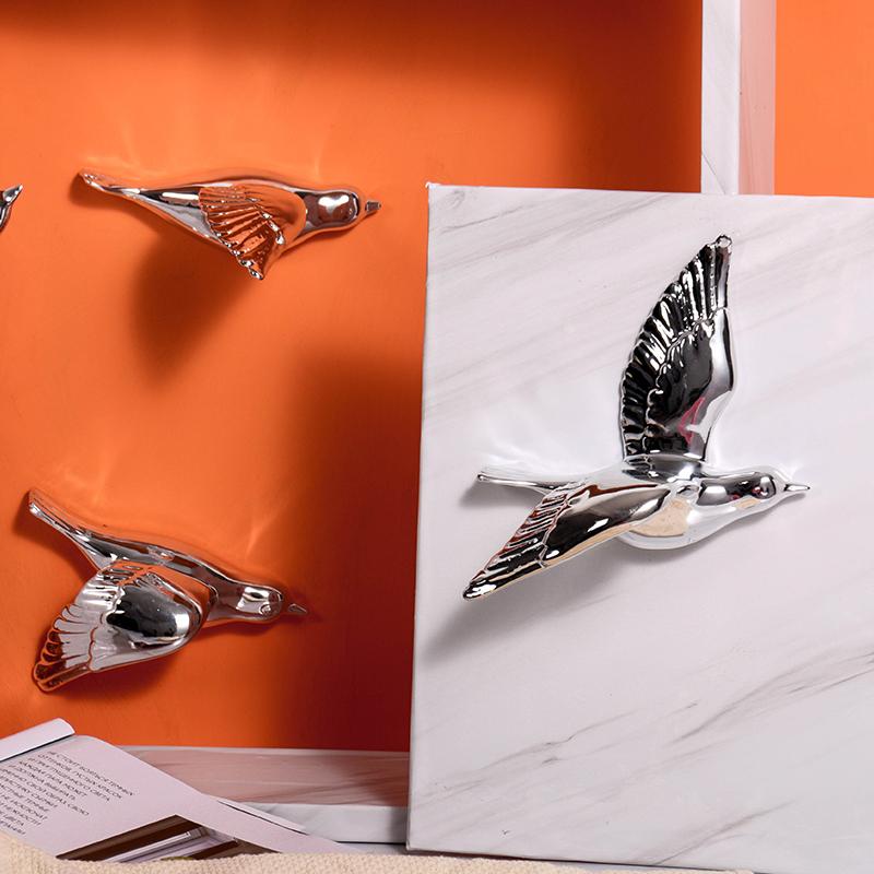 Golden Bird Wall Decoration Background Wall Simulation Bird Suspended Structure Pendant Hanging Decoration Home Decoration