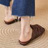 Brown Woven Bag Head Slippers Women's Summer 2025 New Soft Bottom Not Tired Feet Retro Square Head Casual Half Slippers