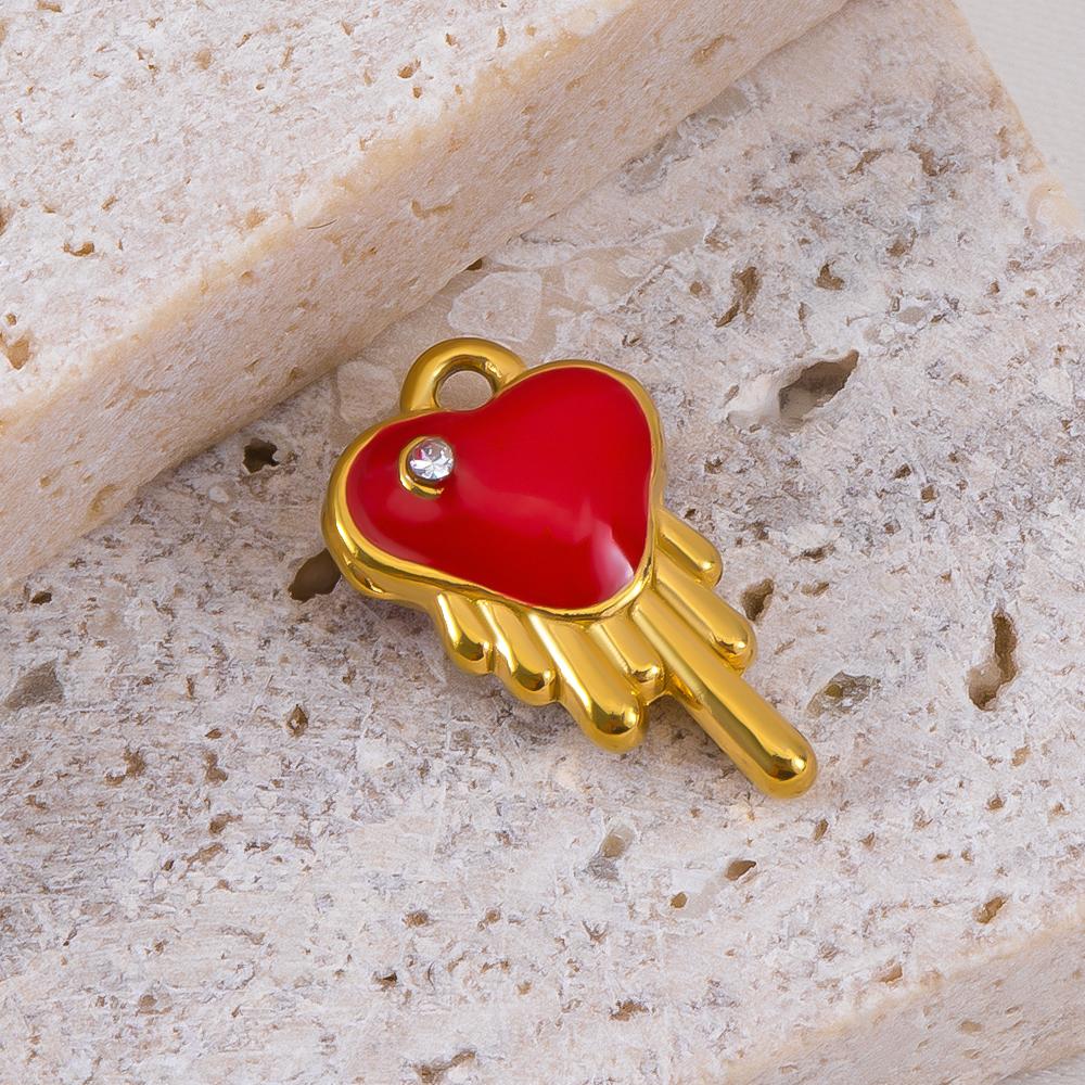 2pcs Stainless Steel Cartoon Enamel Bowknot Red Black High Heel Bone Pendant Necklace Earring Heart Charms Craft Jewelry Making