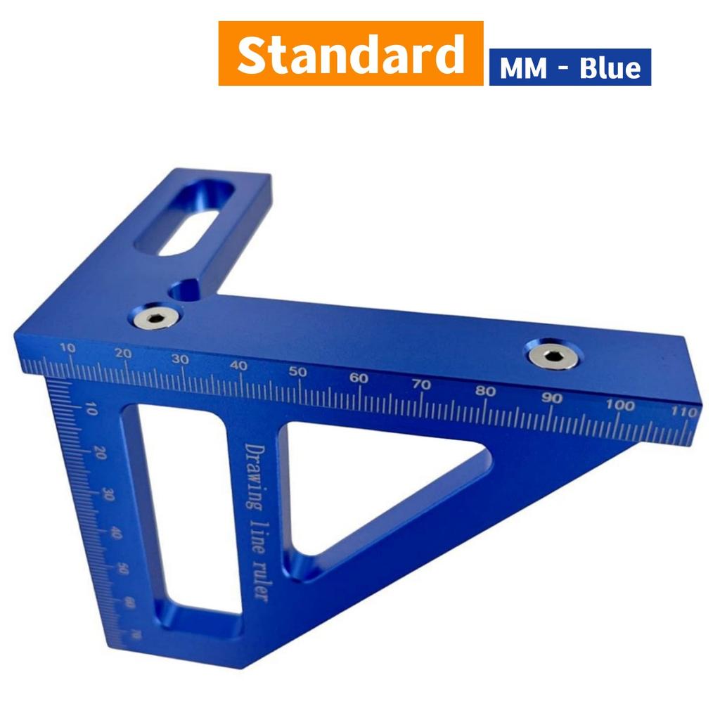 Upgraded Carpenter Square Aluminum Miter Triangle Ruler Precision Hole Scriber Woodworking Square Protractor 45/90 Degree Layout