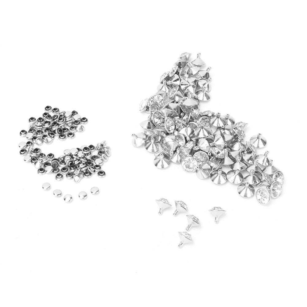100pcs White Crystal Decorative Rivet Studs Bag Decoration Leather Craft Studs For DIY Projects