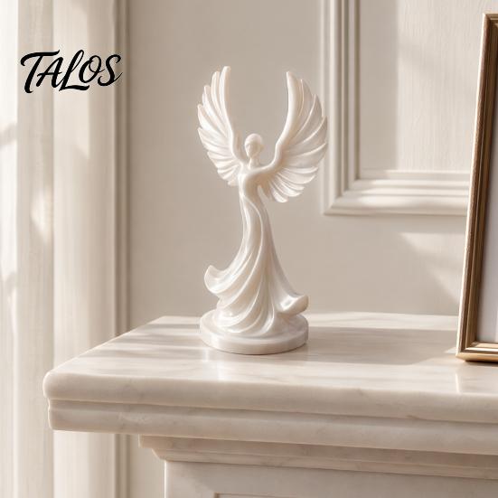 Small Angel Statue 3D Printed Dancing Figurine, Modern Winged Women Statue, Collectible Decorative Sculpture for Living Room, Bedroom, Bookshelf