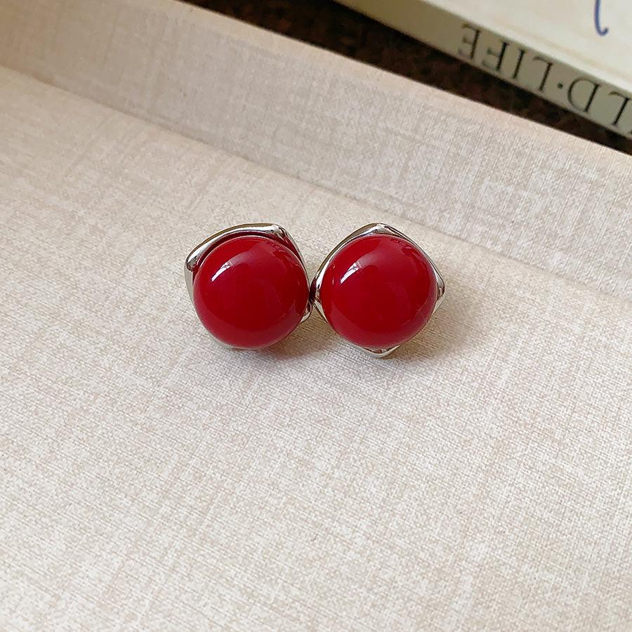 Ancola Silver Needle Red Heart Earrings – Fashionable, Luxurious & Elegant for Autumn/Winter 2025