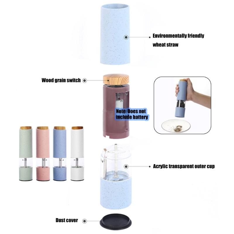 Electric Peppers Mill Battery Power Adjustable Grindings Setting Nonrust Steel Mechanism 4 Color Variants Kitchens