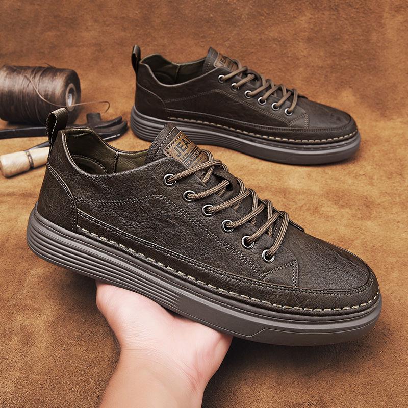 

Men s Retro American High-Top Leather Work Boots – Waterproof, Casual, and Genuine Leather Mid-Top Riding Boots 44