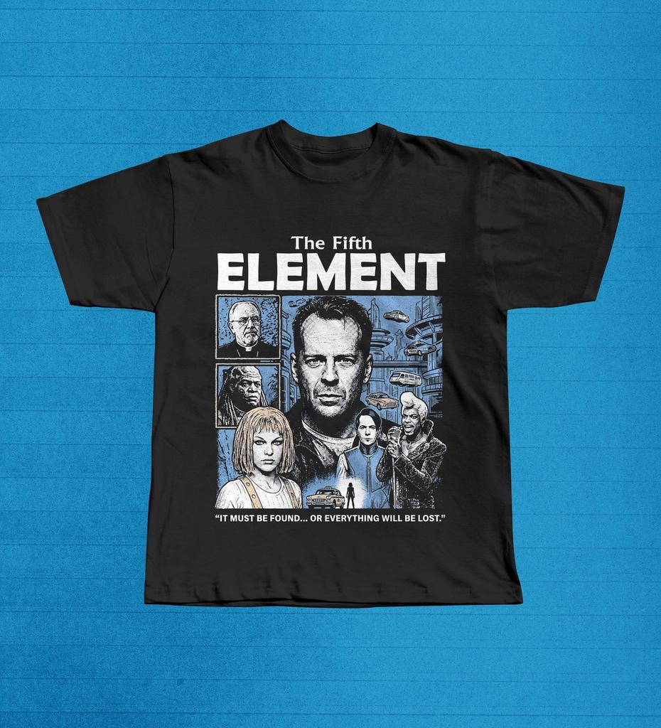 The Fifth Element 90s Sci-Fi Movie Graphic T-Shirt, Leeloo Korben Dallas Multipass Tee