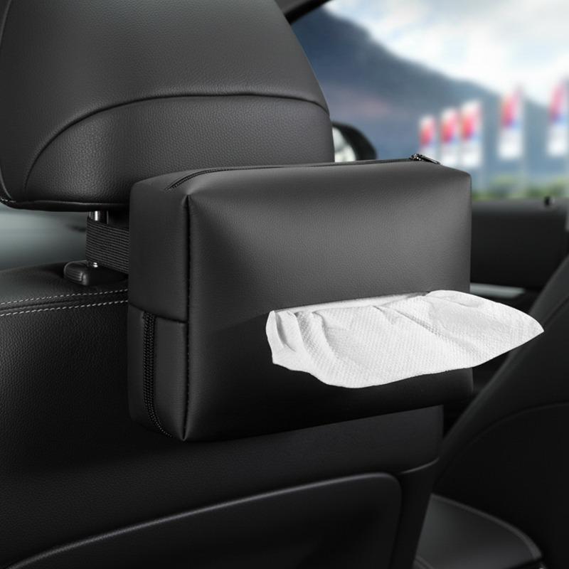 Car Armrest PU Leather Tissue Box Sun Visor Storage Organization Universal Car Seat Backrest Paper Tower Storage Tissue Holder