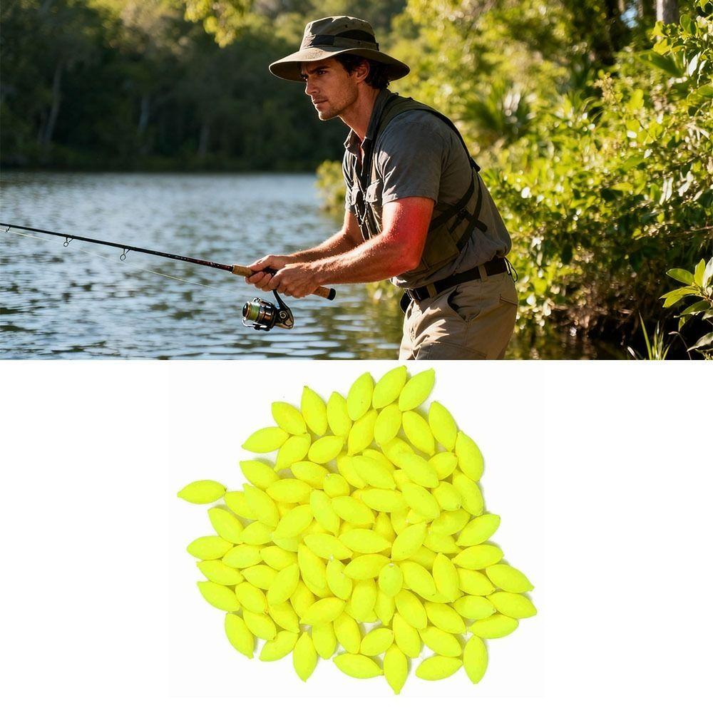 100PCS Two Colors Fishing Strike Indicator Foam Fishing Bobbers Fishing Floats Fishing Tackle