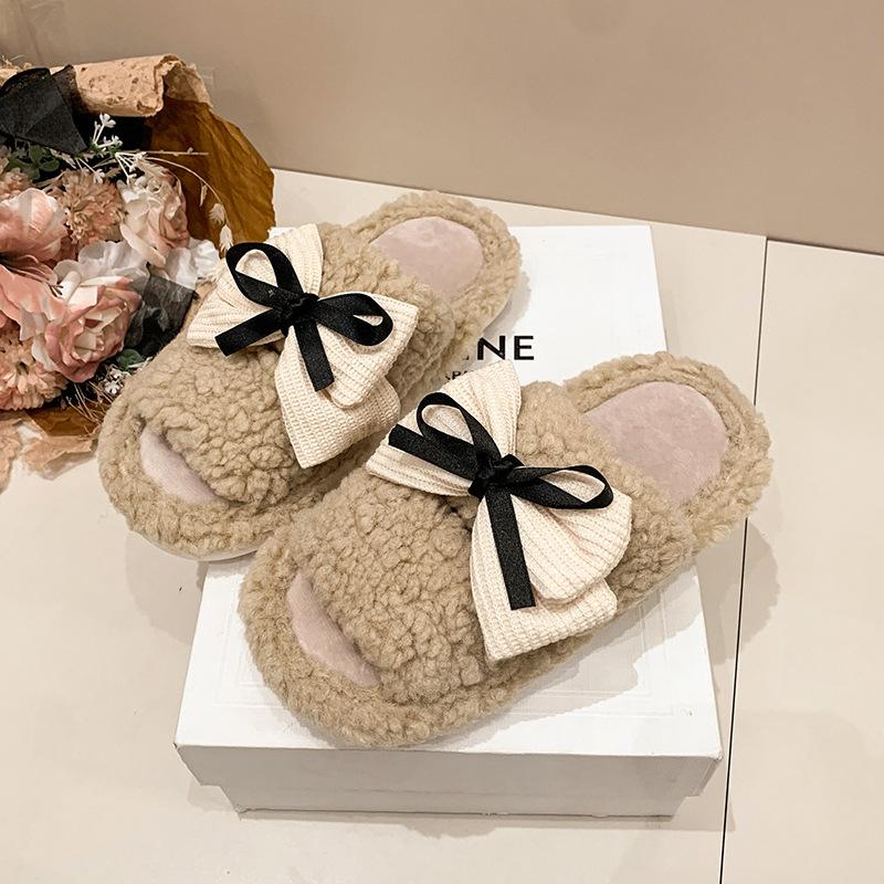 Women's Cute Cartoon Plush Slippers - Warm and Warm Countertop Cotton Winter Home Slippers Girls Sweet Thick Bottom Plush Casual Indoor Shoes