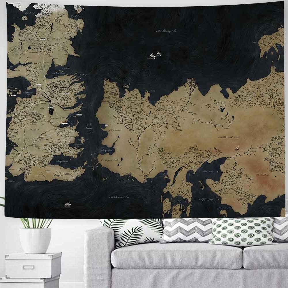 Tapestry map of Westeros sailboat model 75x100 чёрный