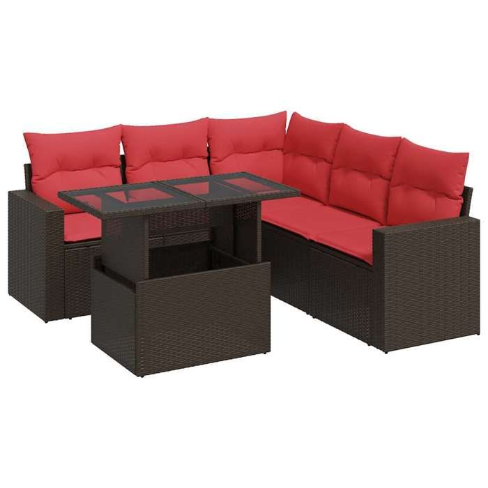 VidaXL Garden Furniture Set with Cushions 6pcs Brown Braided Resin Acacia, Outdoor Sofa Set, Garden Lounge 3326325