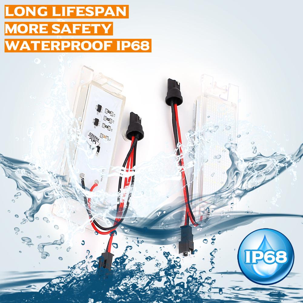 2-teilige fehlerfreie LED-Lizenznummernschild-Lichtlampen für Opel Astra HJK Corsa Zafira Insignia Vectra Meriva Adam oder