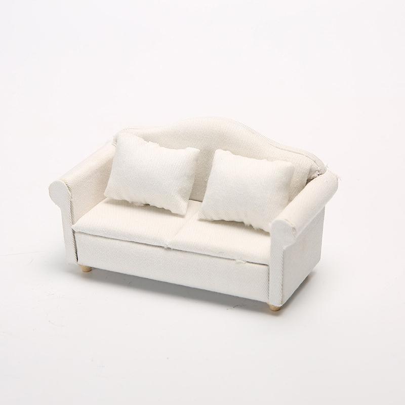 1:12 Dollhouse Miniature Furniture Sofa With Pillow Fabric Sofa Model Doll House Decoration Accessories Kids Play Pretend Toys