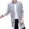Men Trench Windbreaker Large Neckline Solid Color Slim Mid-length Draping Overcoat Outwear Cloak Streetwear