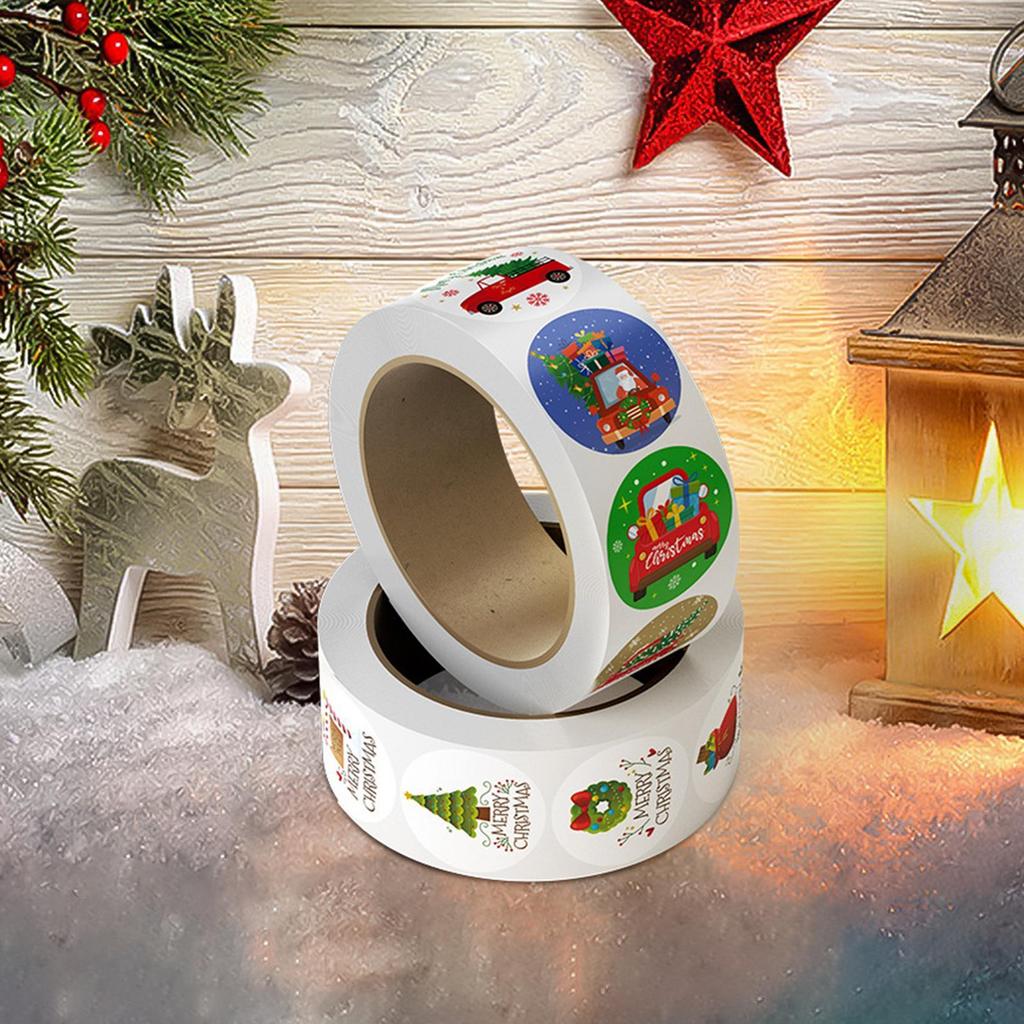Roll Of Christmas Stickers Christmas Winter Holiday Labels Roll Seal Decals Paper Gift Wrapping Supplies For Scrapbooking