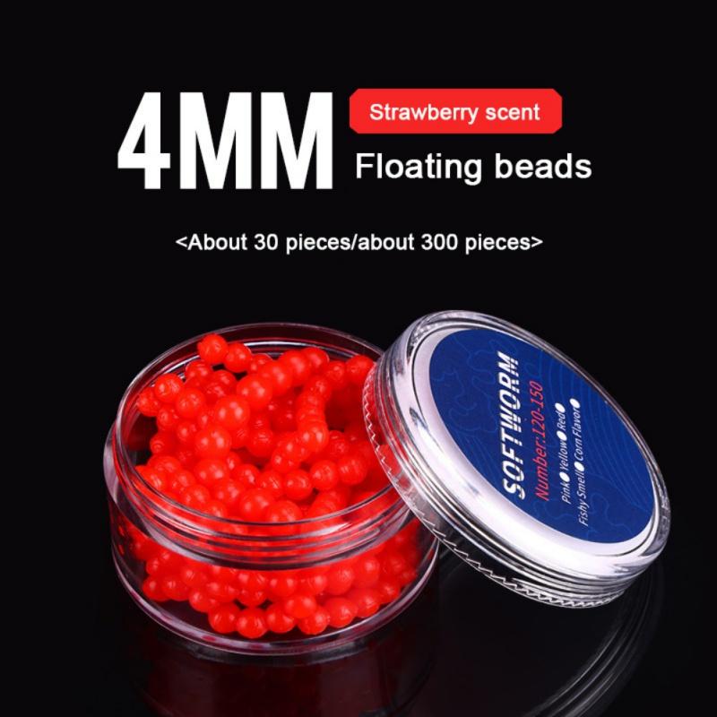 

Плавающие бусины Softworm с ароматом клубники/кукурузы, поддельные рыболовные плавающие бусины TPR 4mm