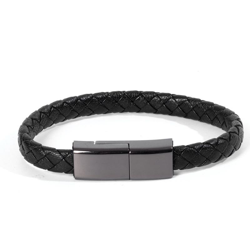 PU Leather Rope Bracelet Type-C Fast Charging & USB Cable with Magnetic Attraction