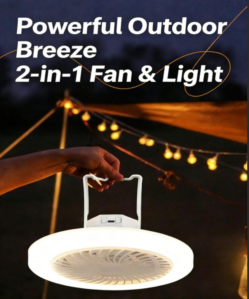 Portable USB Rechargeable Ceiling Fan with LED Light Strong Wind Hanging Fan for Camping Tent Office Bedroom Indoor Outdoor
