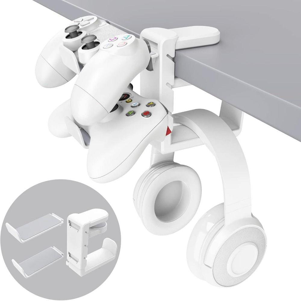 Clamp-on PC Gaming Headphone Stand Rotating Arm Headphones Hanger Controller Storage Rack  Table