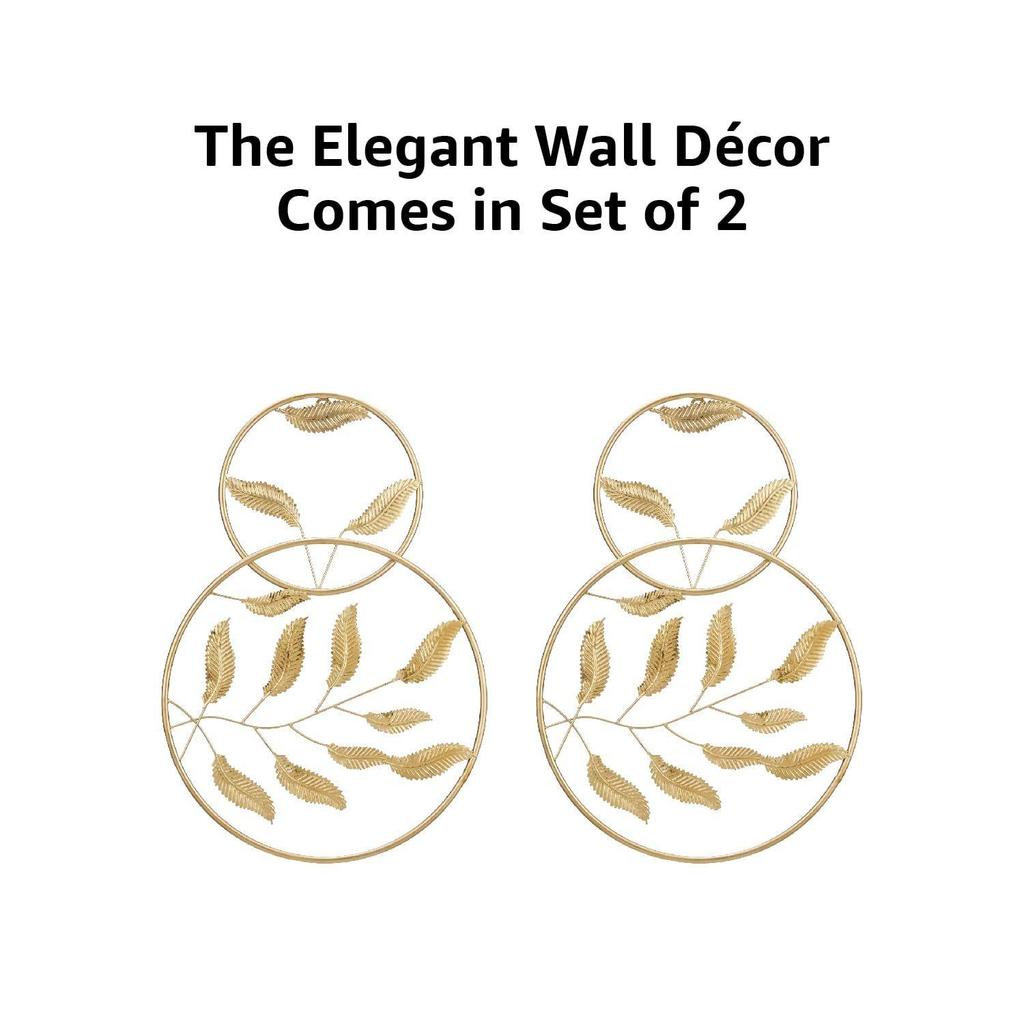 Metal Wall Frame | Elegant Nature | Inspired Leaf Design| Sturdy Iron | Wall Hanging | Wall Décor | Easy Installation | 40 x 40 cm