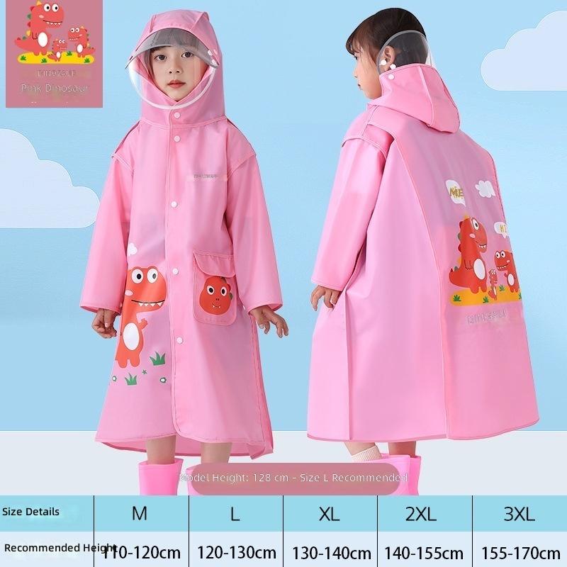 Children Raincoat With Big Hat Boys Girls School Bag for Kids Raincoat OutdoorHikingStudent School RainCapeCustomizedmulti-color M