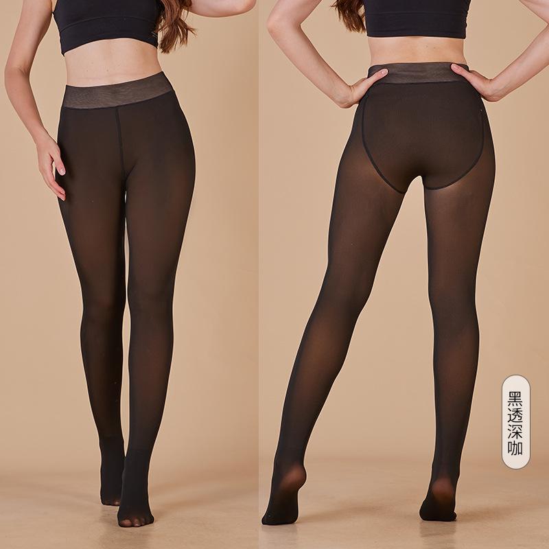High Quality Genuine Skin Penetrating Leggings with Thick Fleece and Pantyhose for Women In Autumn and Winter