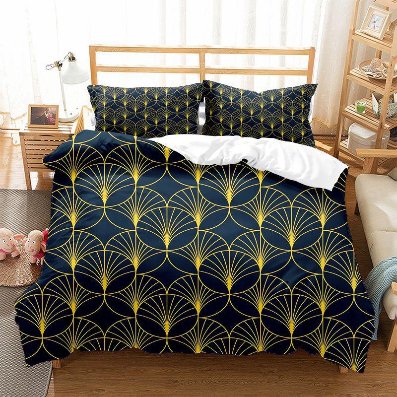 High-grade Luxury Quilt Set Included Duvet Cove Pillowcase European And American Style Geometric Patterns King Size Bedding Set