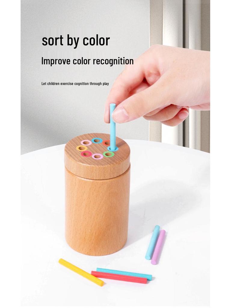 Montessori Wooden Color Sorting Cups for Toddlers 1-3 Years – Educational Kindergarten Toy for Color Recognition