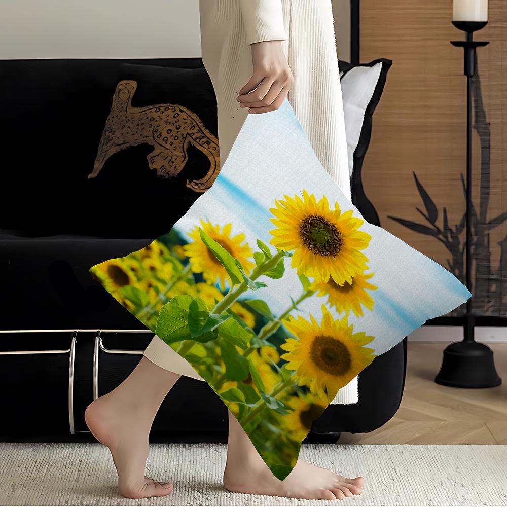 Nature Blue Sky Cloud Sunflower 45*45cm Cushion Cover Pillow Cover Decor Pillowcase Home Pillowcase For Couch Pillow