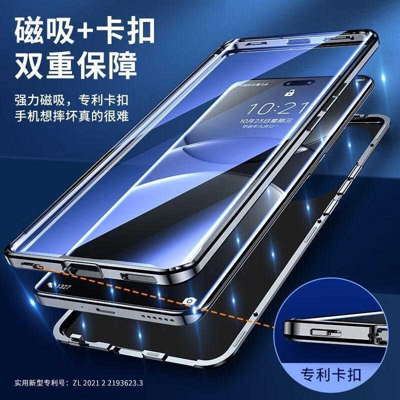 Oppo Reno 14 Pro 5G Reno14 14Pro İçin Metal Çerçeveli 360 Tam Koruma Kılıfı Manyetik Adsorpsiyon Çift Taraflı Temperli Cam Kapak