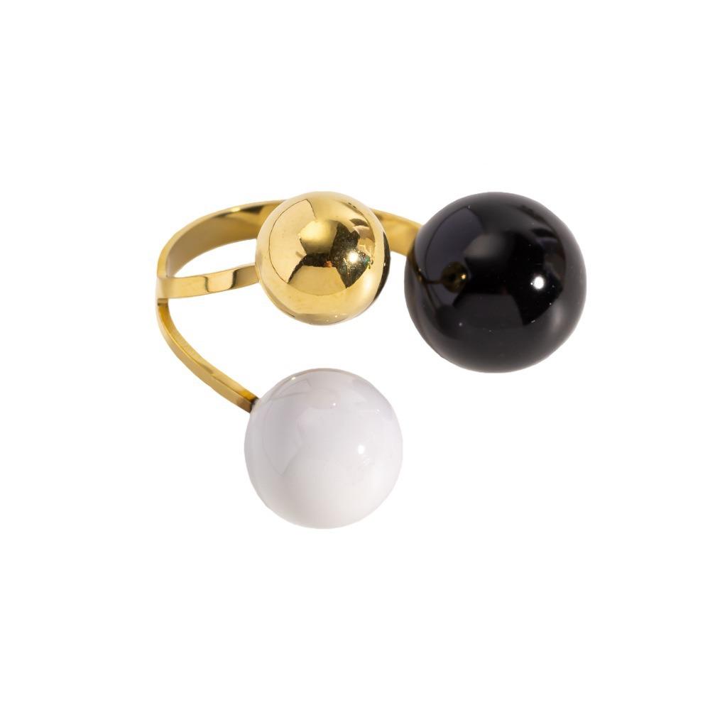 

Stainless Steel Open Ring Geometric Spherical Colorful Enamel Index Finger Ring Gold Plated Adjustable Ring Women s Jewelry