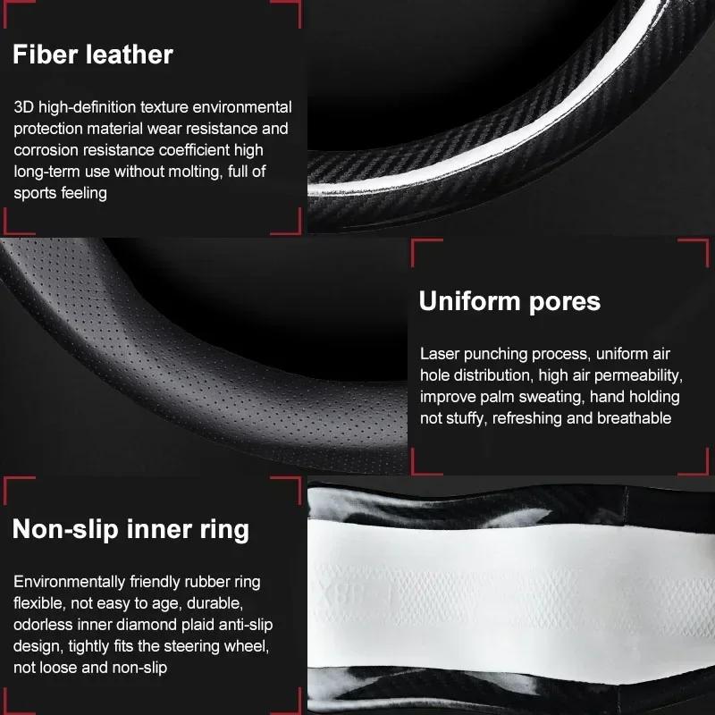 Leather Carbon Fiber Car Steering Wheel Cover Emblem Car Accessories For Toyota TRD Corolla Auris Yaris Rav4 CHR Camry40 prius