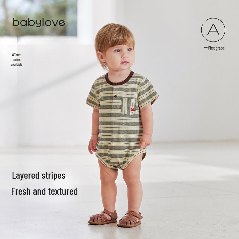 Babylove Unisex Summer Striped Short Sleeve Romper 80